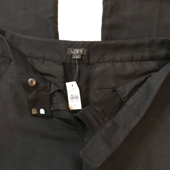Loft Black Linen Straight Leg Pants Size 0 - Picture 5 of 8